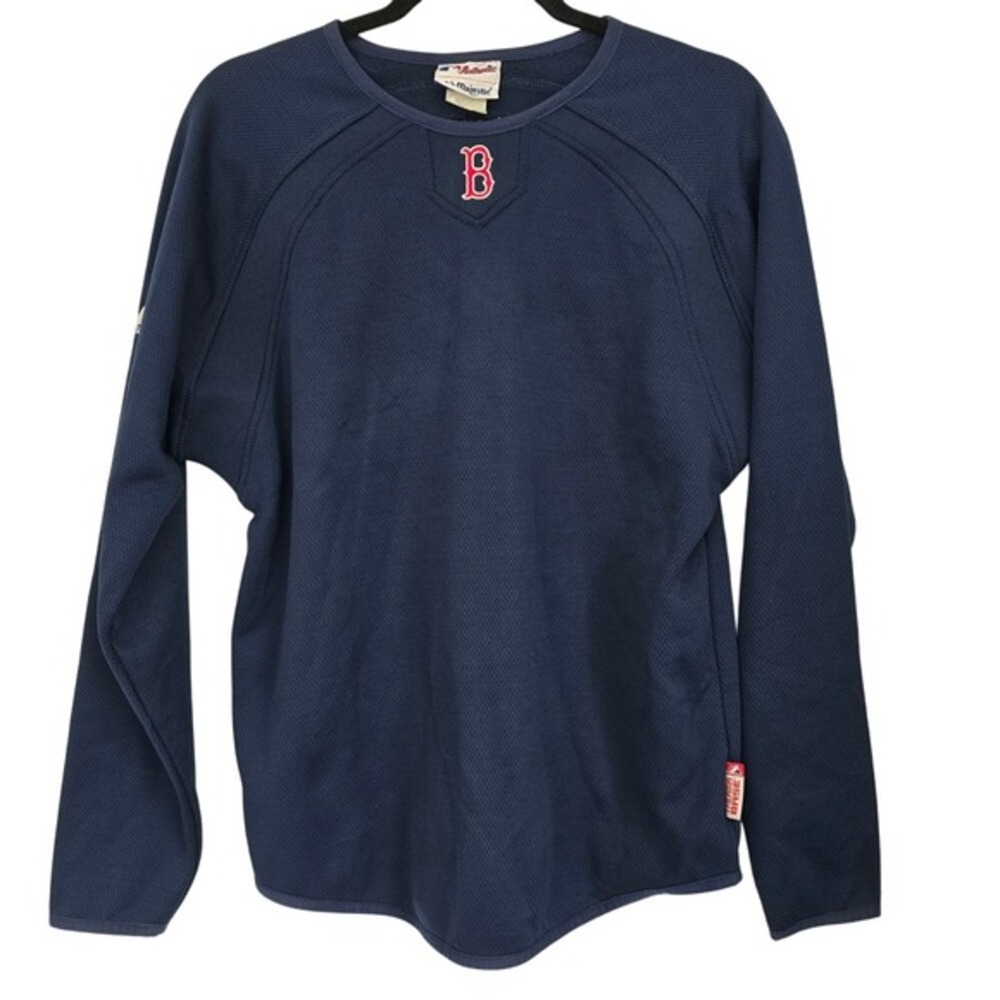 😀 Majestic Boston Red Sox Therma Base Pullover Long Sleeve Baseball Shirt‎